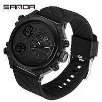 SANDA 2024 Fashion Outdoor Mens Watches Top Brand Military Sports Quartz Watch Bright screen Display Wristwatch Waterproof Clock