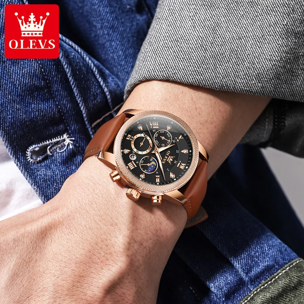 OLEVS Brand Watch Multifunctional Sports Timing Night Light with Calendar Men's Watch Men's 3660
