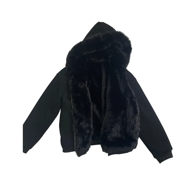 HKSH Spring Autumn Winter New Women Tide Chic Ins Dark Loose Fit Reversible Short Jacket Faux Fur Outerwear Fashion Coat HK27965