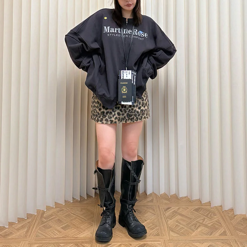 26FW خمر غسلها الأسود المرقعة مارتين روز جاكيت زيبرا الرجال النساء 100% القطن المتضخم سترات للعبة البيسبول معطف مع العلامة