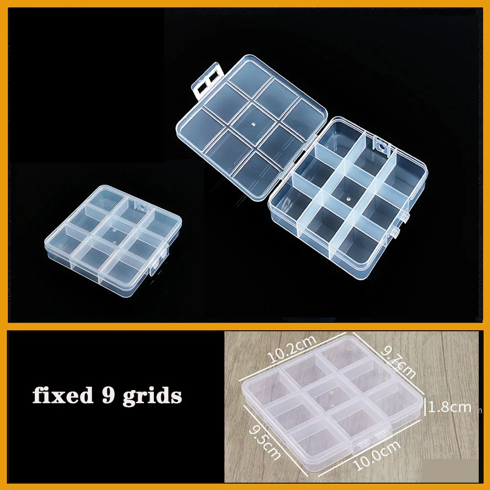 Product Container Fix 9 grids  Plastic Box Practical Adjustable Compartment bead storage case Screw Holder Case Organizer