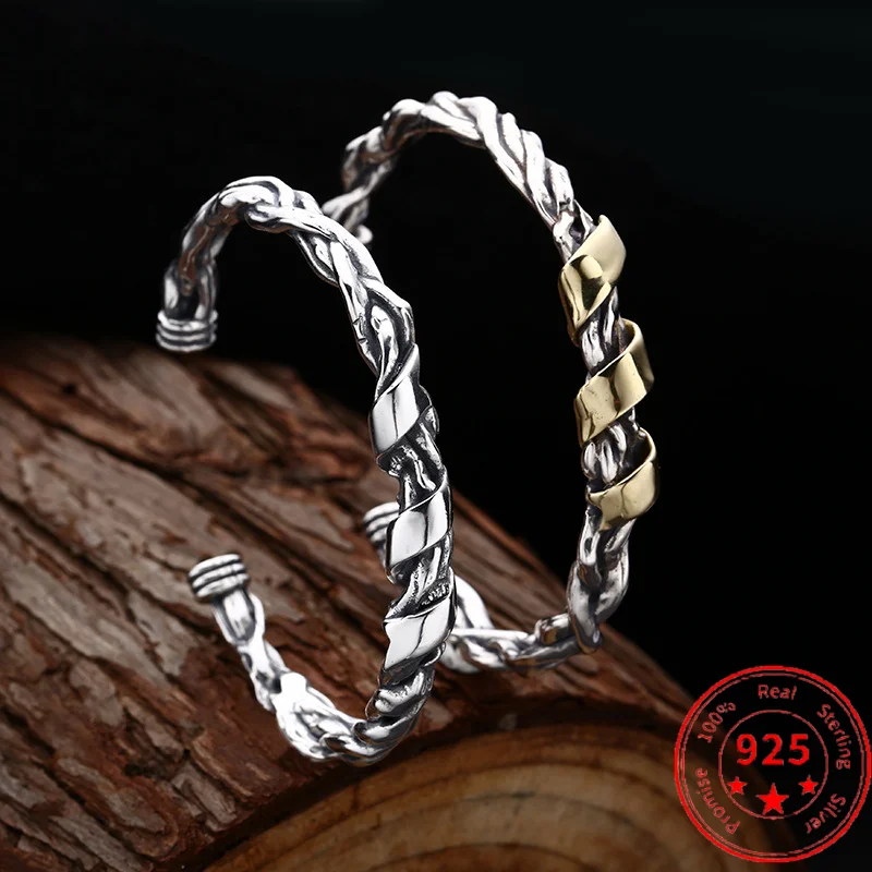 S925 Sterling Silver Charms Bracelets for Women Men New Fashion Spiral Thai Silve Vajr Bangle Jewelry Wholesale