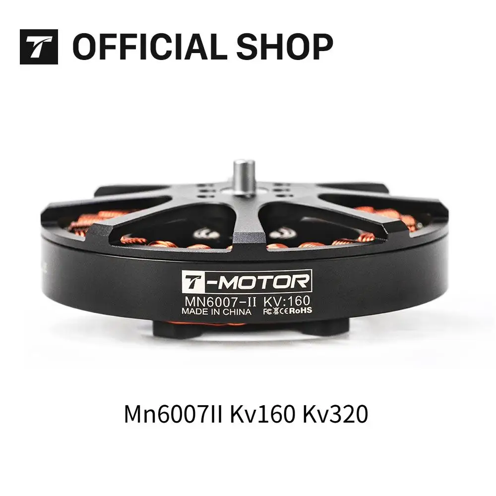 

T-Motor Бесщеточный двигатель Mn6007II Kv160 Kv320 Максимальная тяга 6,5 кг Длительное время полета Суперлегкий Эффективный Vtol Drone