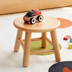 Taburete pequeño de madera maciza para el hogar, taburete bajo de roble para niños, taburete de registro, taburete redondo nórdico para sala de estar