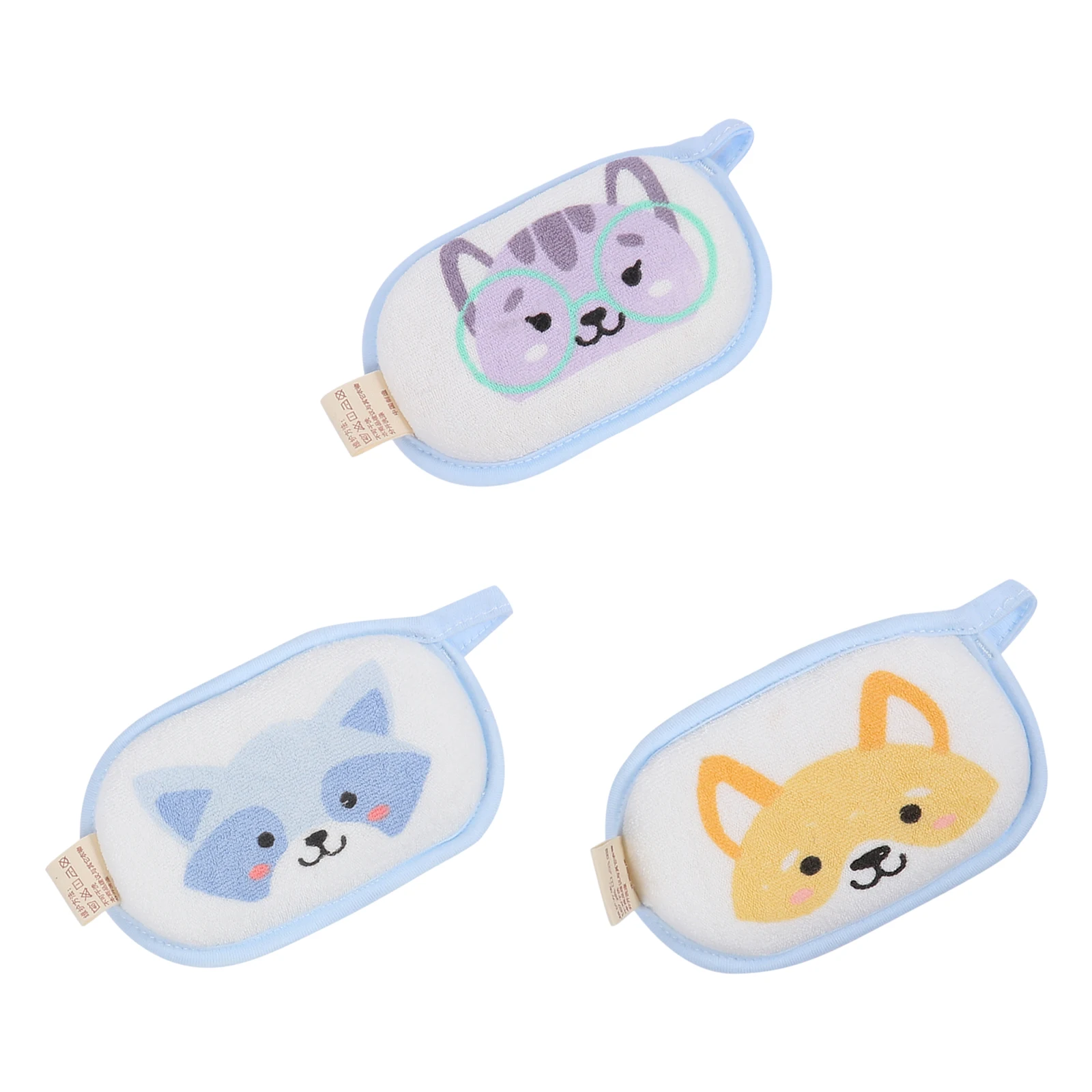 

3pcs Baby Bath Sponge Cartoon Design Ultra Absorbent Shower Sponge For Kids Newborn Toddler Soft Cleansing Scrubber With Hanging