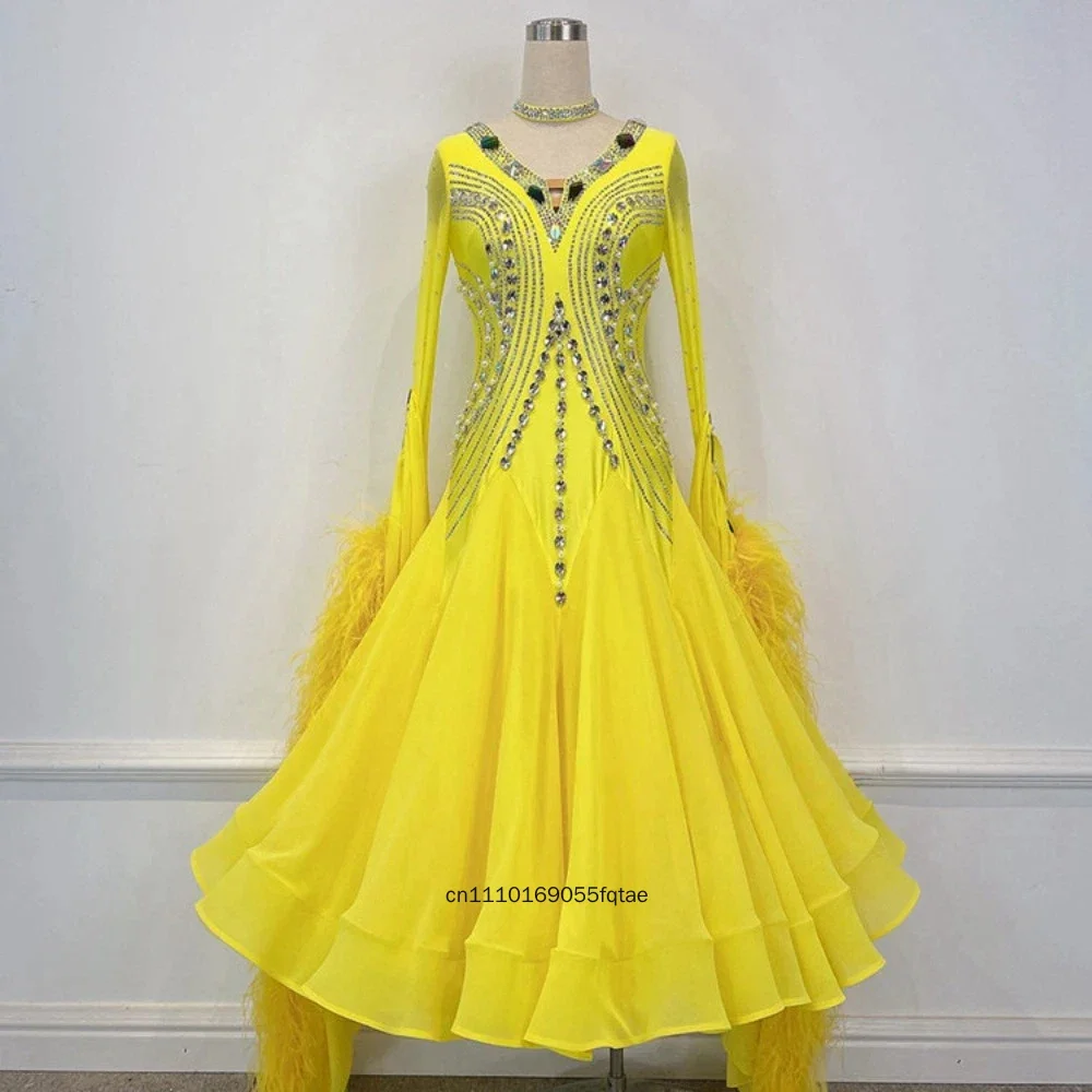 Women High Grade Backless Modern Dance Dress, Big Swing Skirt Ballroom Waltz Tango Competition Performance Costume Custom Wear