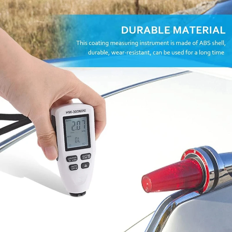 Testeur de jauge d'épaisseur de revêtement de voiture, blanc, automobile, 1 pièce