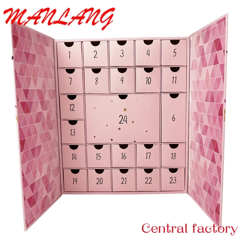 Custom  Countdown Advent Calendar Beauty Packaging Box Make Up Advent Calendars 24 Days Advent Calendar Gift Box For Cosmetic