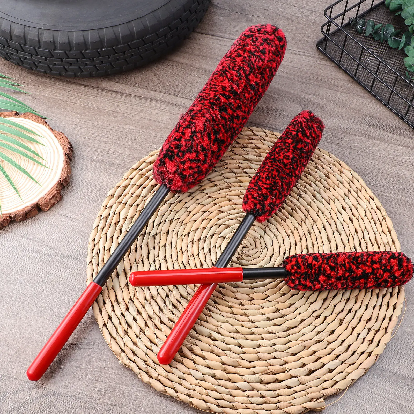 3Pcs Automotive Tire Brush Set Bendable Wheel Cleaner Brushes Soft Bristles Car Detailing Kit for Spokes Crevices Rim Hub