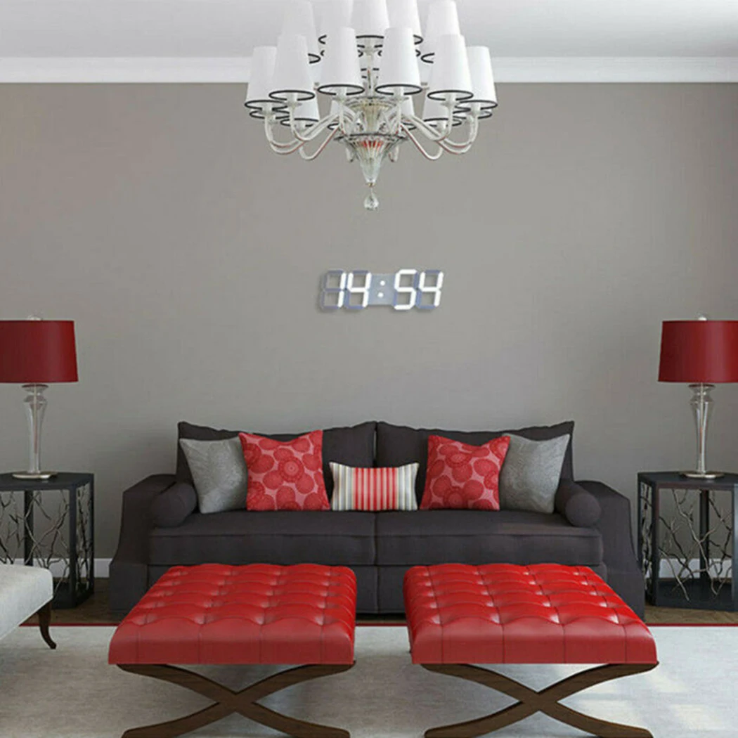 Home Wall Clocks 3D Modern Digital LED Wall Clock 24/12 Hour Display Timer Alarm Home USB  Alarm Clocks Decoration For Bedroom