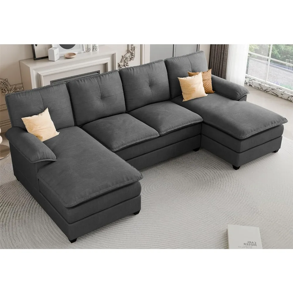 

Sectional Couches for Living Room, U-Shaped Couch 4 Seat Sofas with Double Chaises, Modern Modular Sectional Sofa Set