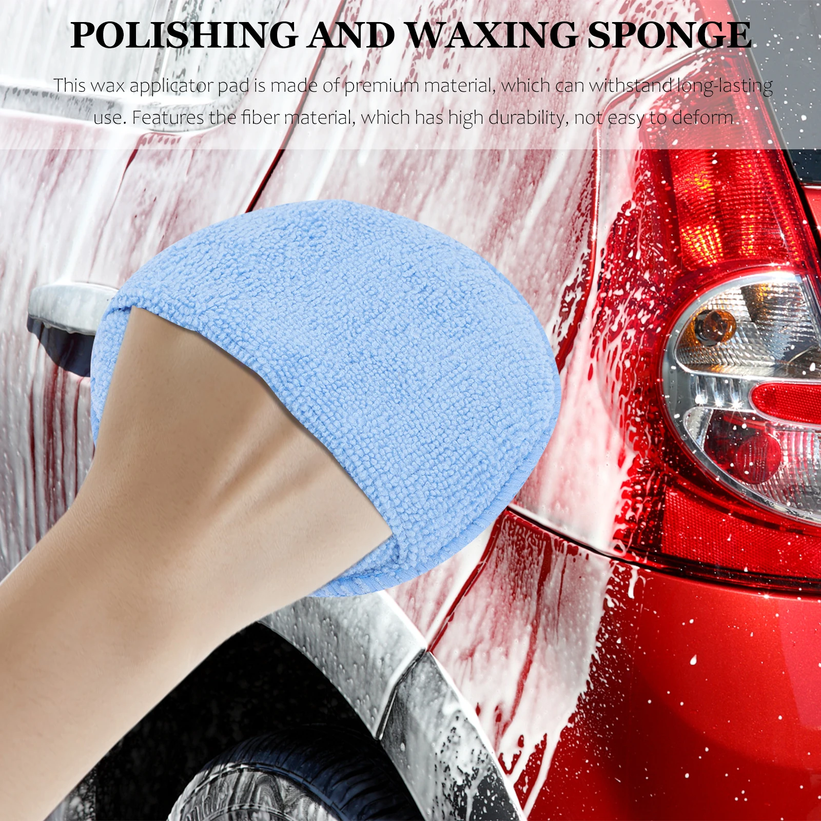 

6pcs 5 Inch Blue Polishing Sponge Wax Applicator Pad Car Buffer Reusable Microfiber Detailing Cloth For Car Cleaning