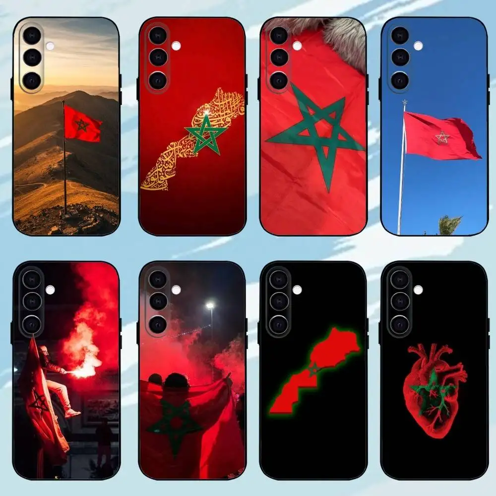 

M-Morocco-ES F-Flag Phone Case For Samsung Galaxy A73,A72,A71,A70,A53,A52,A51，Black Shell ll