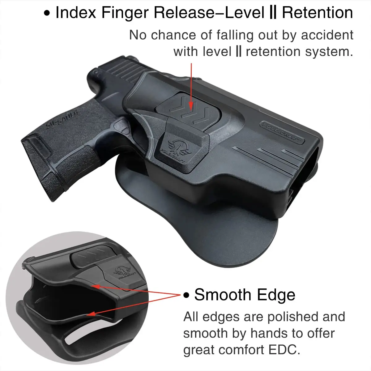 Sarung pistol Sig P365, sarung Paddle OWB polimer Cocok: Sig Sauer P365 / P365 SAS / P365 XL dengan kunci pengaman (tanpa rel)