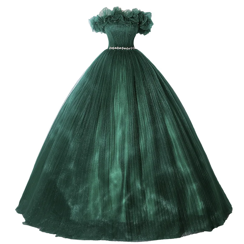 SONDER Vintage fuera del hombro batas De Soirée clásico encaje verde vestidos De quinceañera elegante vestido De fiesta De noche personalizado