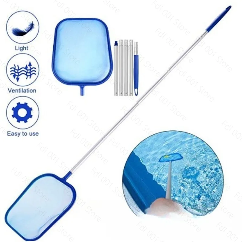 Pool cleaning with rod leaf  5 aluminum rod shallow net removable, five rod t swimming pool fishing net