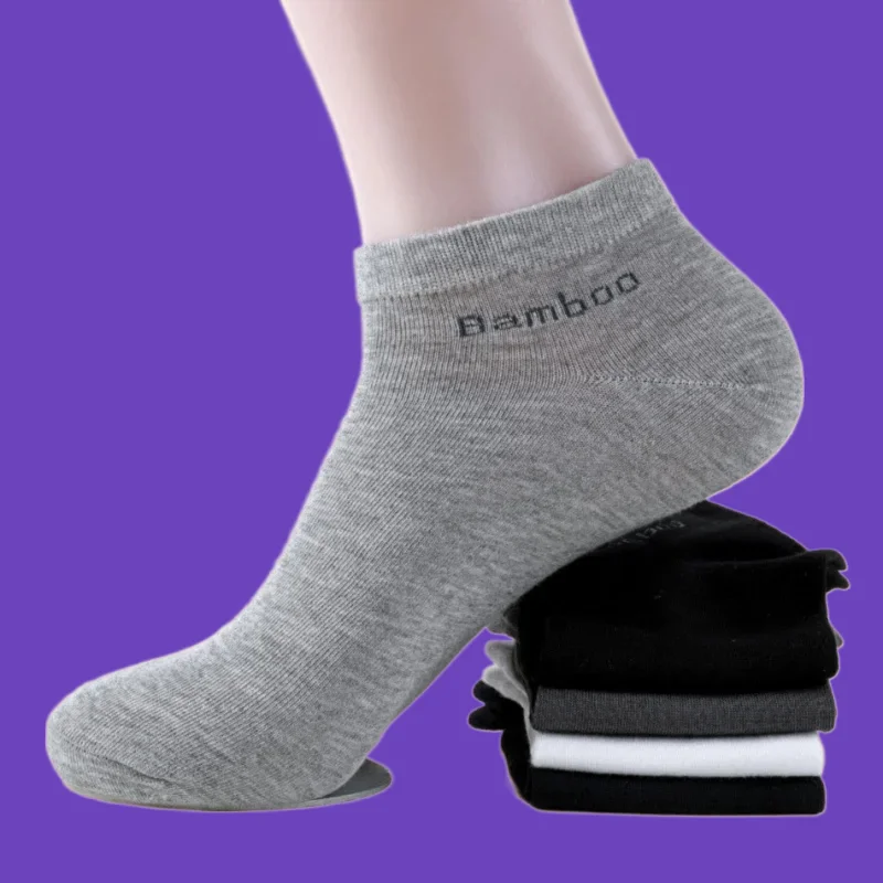 5/10 Pairs 2024 New High Quality Men's Fashion Bamboo Fiber Socks Anti-Bacterial  Ankle Socks Breathable Low Cut Short Socks