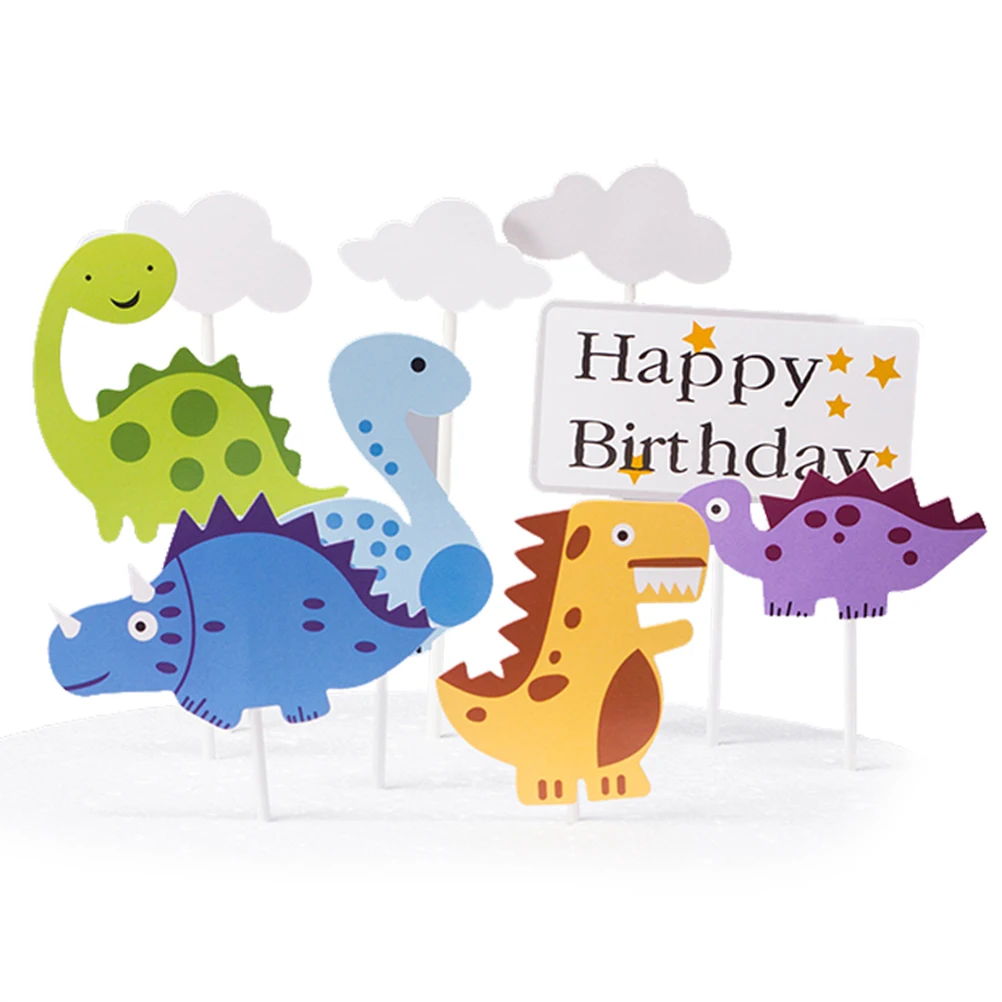 

18PCS Dinosaur Toppers Picks Decorations Reusable Birthday Paper Cake Decorations Party Supplies Cake Decor Tools