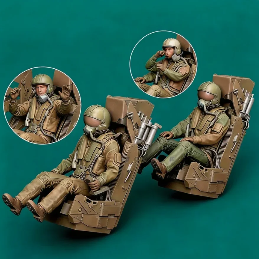 1/48  Two pilot resin model kits with dual forms, white mold self assembling and painting  A-2319