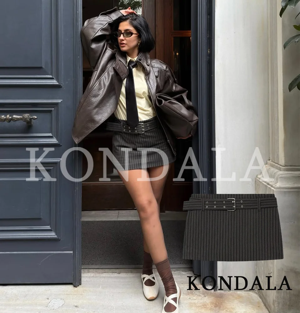 

KONDALA Женские шорты-кюлоты с поясом, облегающие мини-юбки, новинка 2026 года, весна-лето, шикарные, для праздников и вечеринок, модные шорты в стиле Y2K