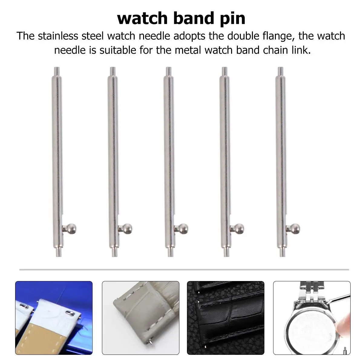 

20 Pcs Stainless Steel Watch Band Pins For Strap Connection Repair Tools With Spring Rod Remover Double Flange
