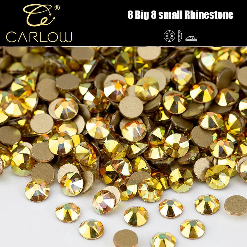 CARLOW Sparkling Nail Art 2088 16 Cut 8 Big 8 Small Facets Metallic sunlight Glass Non Hot Fix Rhinestone For Shoes 88888-125