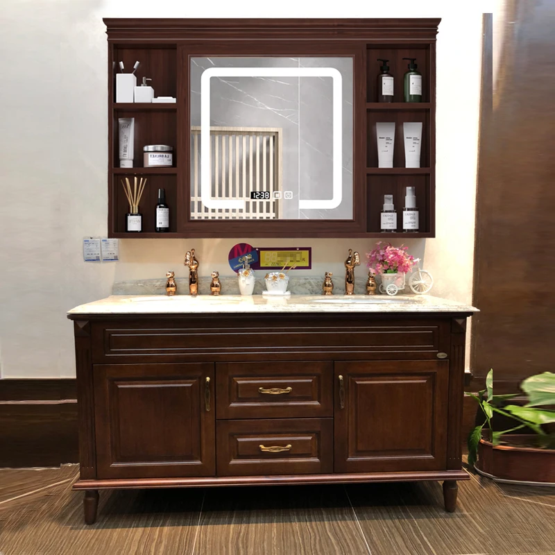 

Embedded Towel Bathroom Cabinets Mirror Stand Toiletries Multifunction Bathroom Makeup Oak Furniture Gabinete De Baño MHYSG