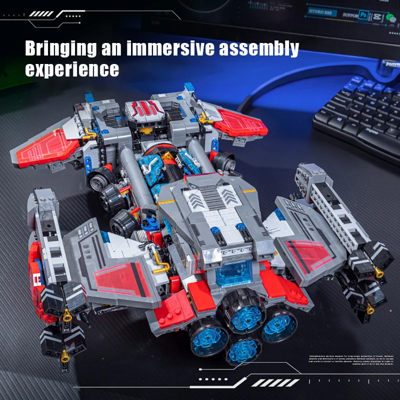 Game Technical Starcraftes War Battlecruiser Model MOC Building Blocks Terran Spaceship Military Unit Bricks Toys for kids Gifts