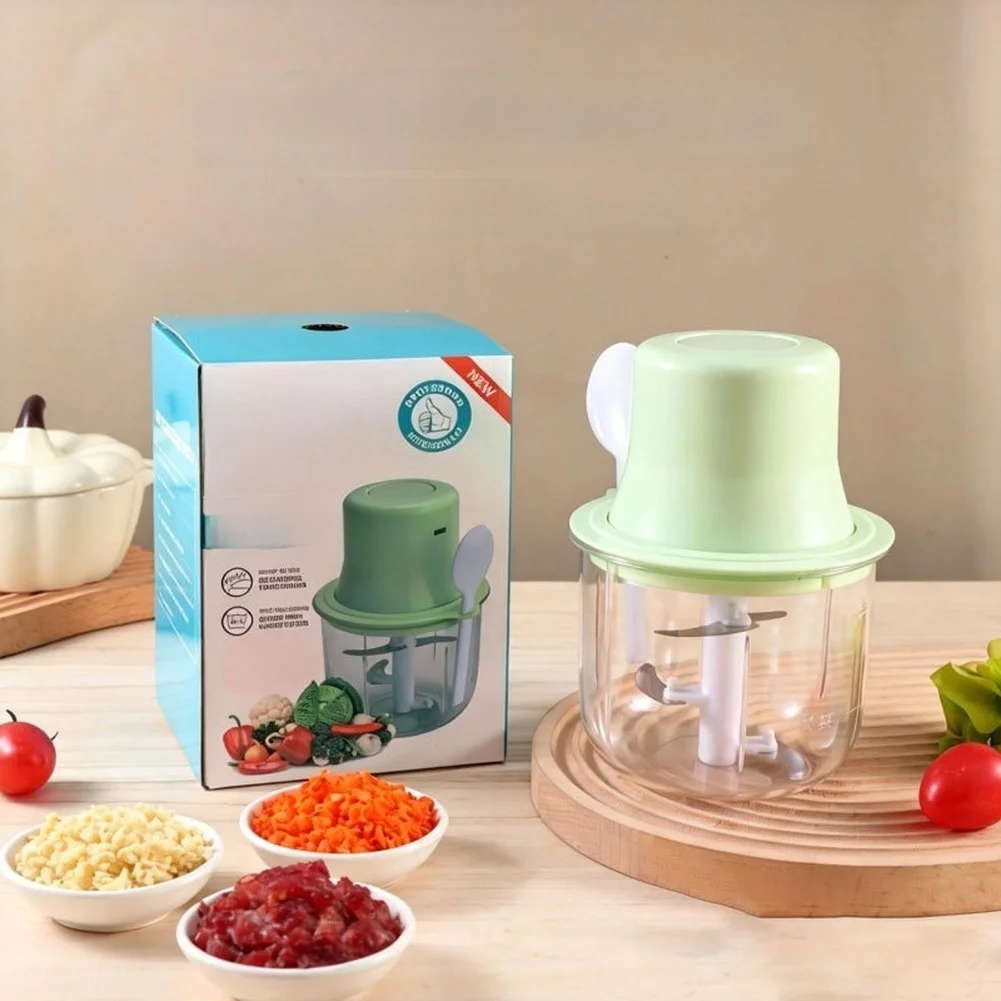 1 Piece Wireless Electric Garlic Chopper 600ml Multifunctional Food Processor Stainless Steel Blade For Vegetable Meat Mincer