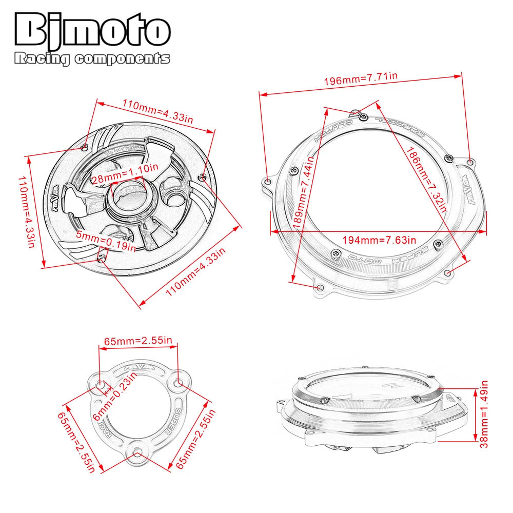 Capa de embraiagem transparente do motor CNC, KTM 1050 1090 1190 1290 Adventure R S T 1290, Super Duke R GT 2014-2023