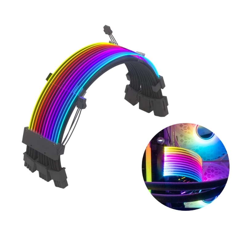 3x8Pin Sleeved Cable 8Pin RGB Cable Durable Addressable Cable for PC Case