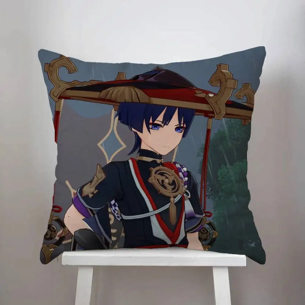 

Genshin Impact Wanderer Pillow Case Luxury Double-sided For Car Pillows 45x45 Cushions Cover Home And Decoration Sofa Pillowcase