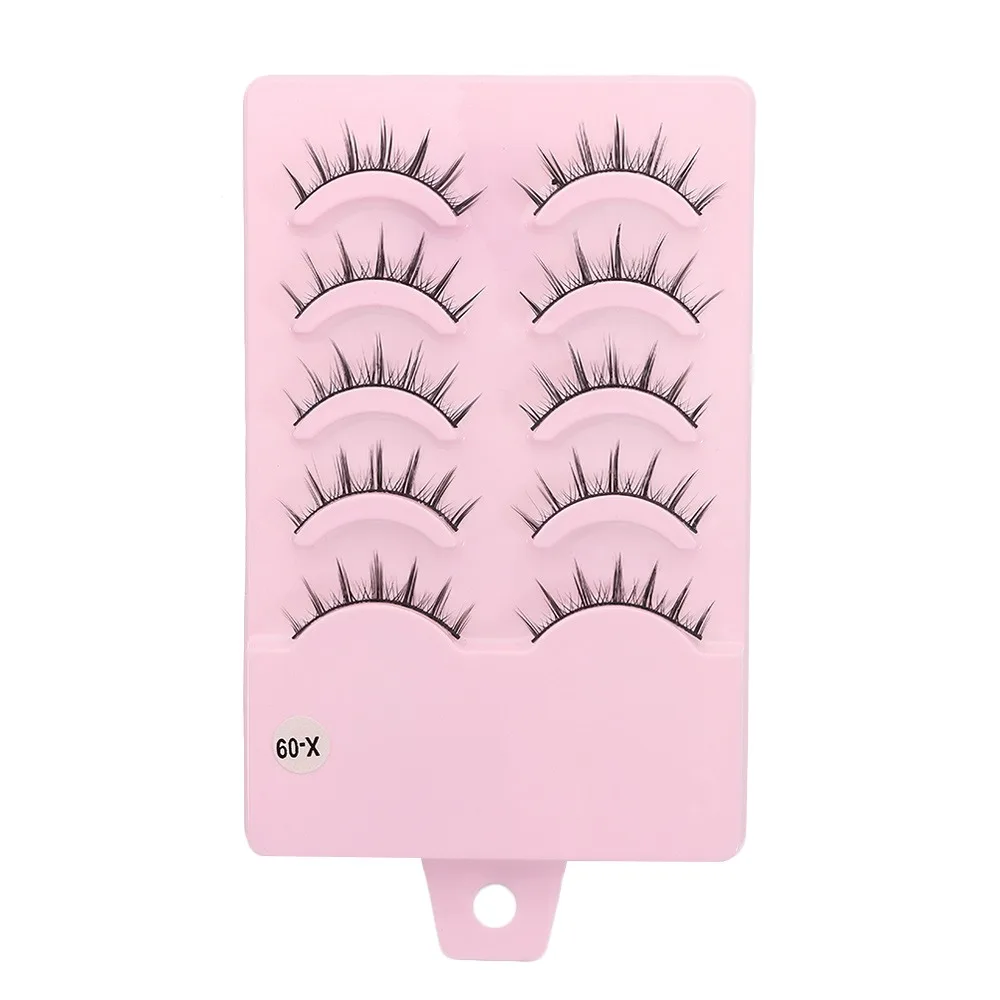 5 pairs New Wispy Manga Lashes Flared Spike Faux Mink Lashes Soft Wet Eyelash Eye Makeup