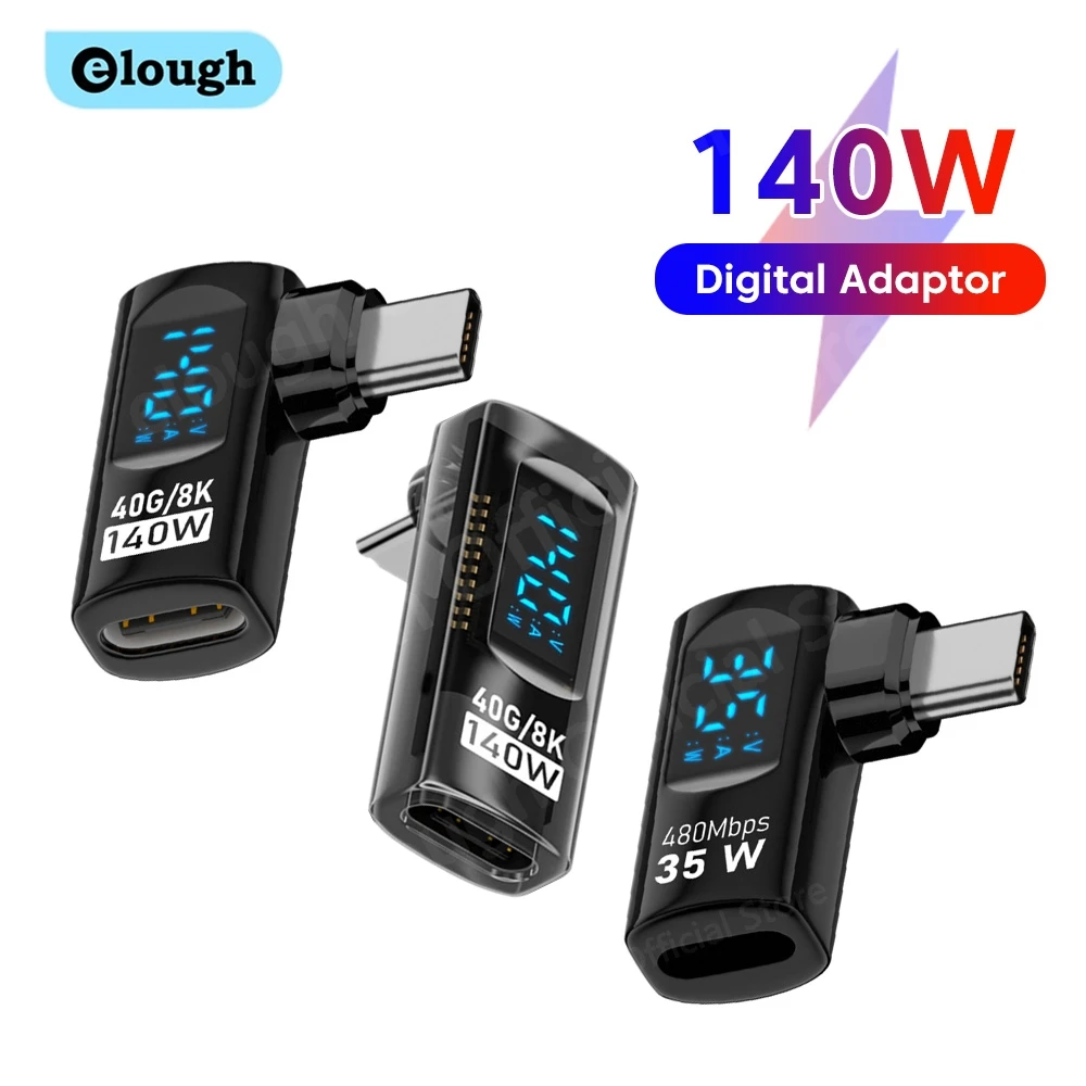 Elough Cyfrowy adapter wyświetlacza USB C męski na Lightning typu C żeński OTG Szybkie ładowanie 40 Gb/s Konwerter przesyłania danych dla iPhone'a