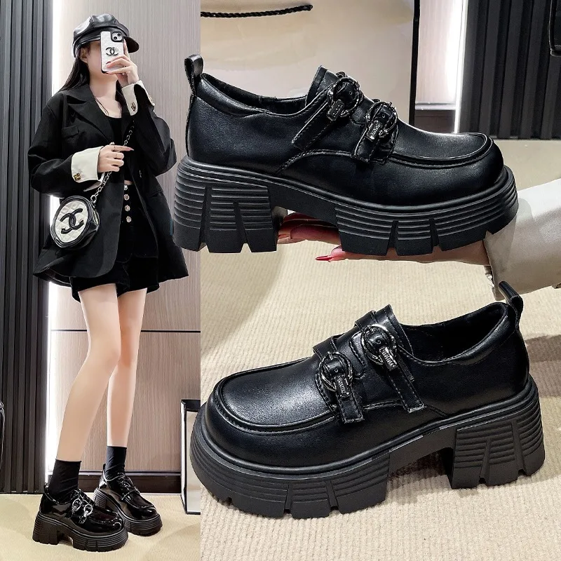 

Удобные противоскользящие женские туфли на плоской подошве в британском стиле на толстом каблуке, сезонные повседневные износостойкие туфли на каблуке весна-осень