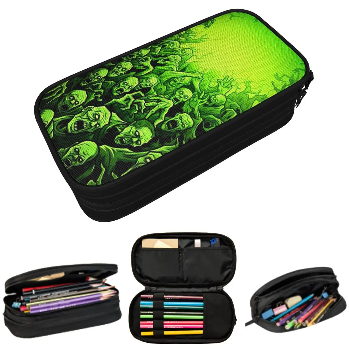 Ghost Skull Print Luminous Horror Night Halloween Pencil Case Studen Gifts Pen Box Pencil Bag Stationery Supplies Pen Holder Bag
