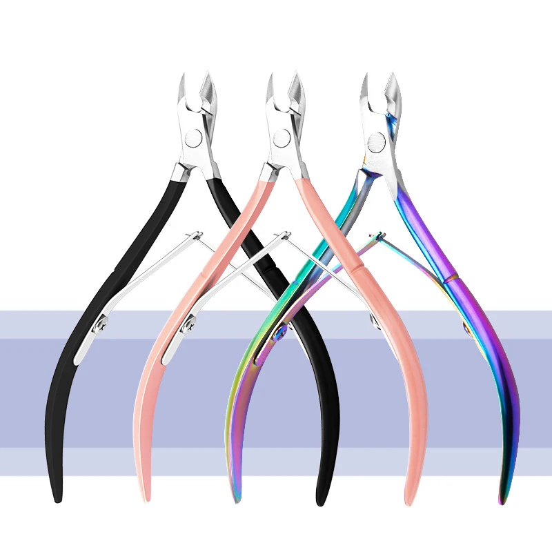 

Sdotter Nail Cuticle Nipper Scissors Stainless Steel Golden/Rainbow Tweezer Clipper Dead Skin Remover Scissor Plier Pusher Manic