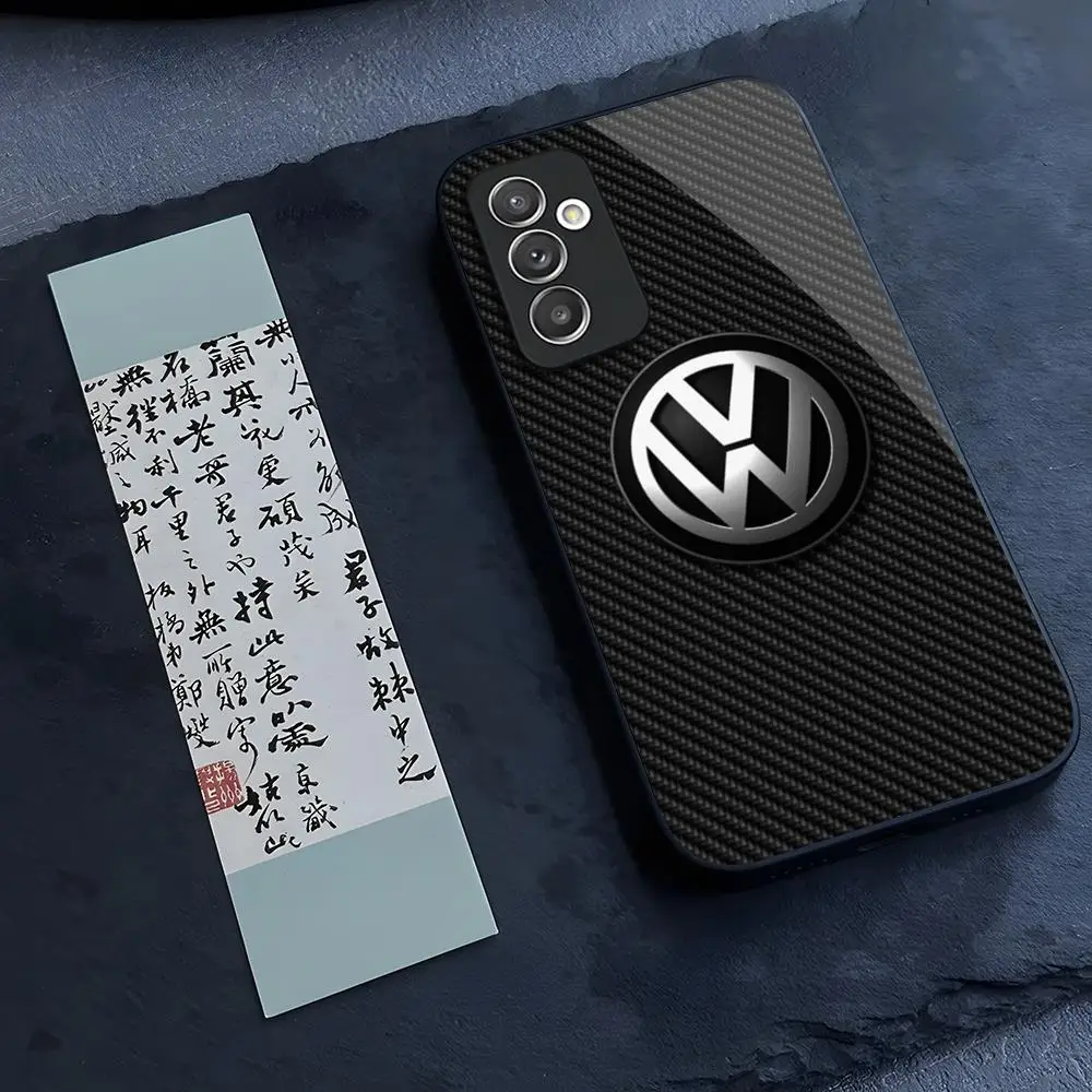 V-VolkswagenESS Car LOGO Phone Case Glass for Samsung Galaxy S24 S23 S21 S22 S20 Ultra Fe Plus A34 A54 A24 A52 A53 M54 Cover