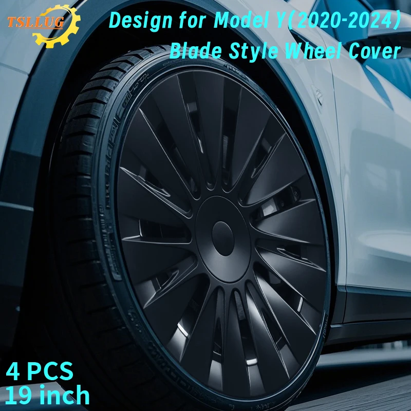 

4PCS 19 Inch HubCap for Tesla Model Y 2020-2024 4th Style Automobile Hubcap Replacement Wheels Cover Full Rim Accessories