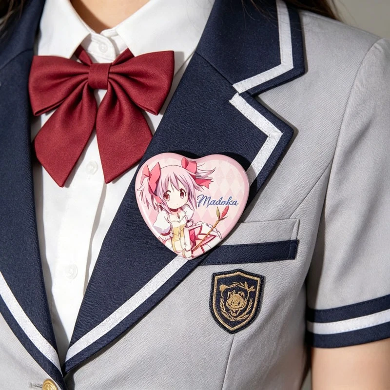 New Anime Puella Magi Madoka Magica Kaname Madoka Cosplay Brooch Metal Heart Badge Tomoe Mami Backpack Pins Badge Accesories