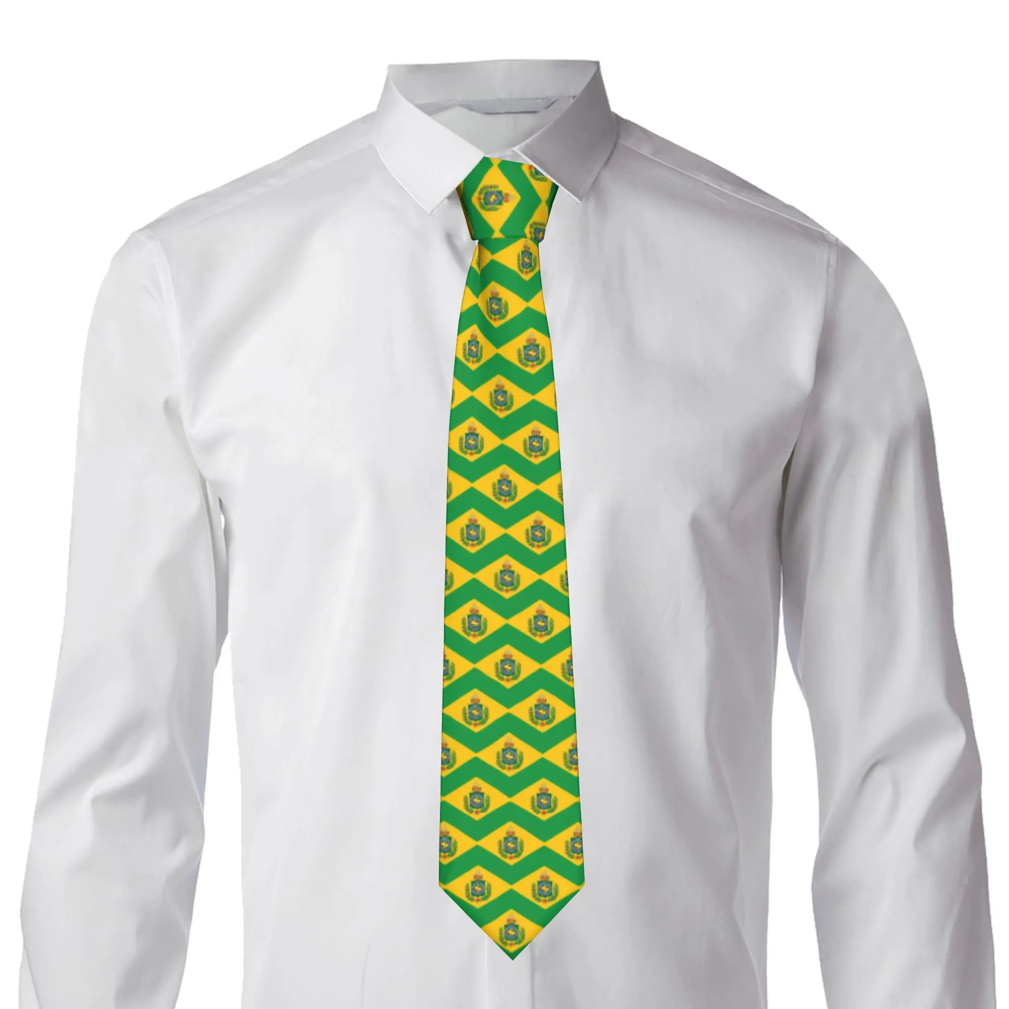 Empire Of Brazil Flag Neck Tie Men Formal Brazilian Coat Of Arms Silk Wedding Necktie