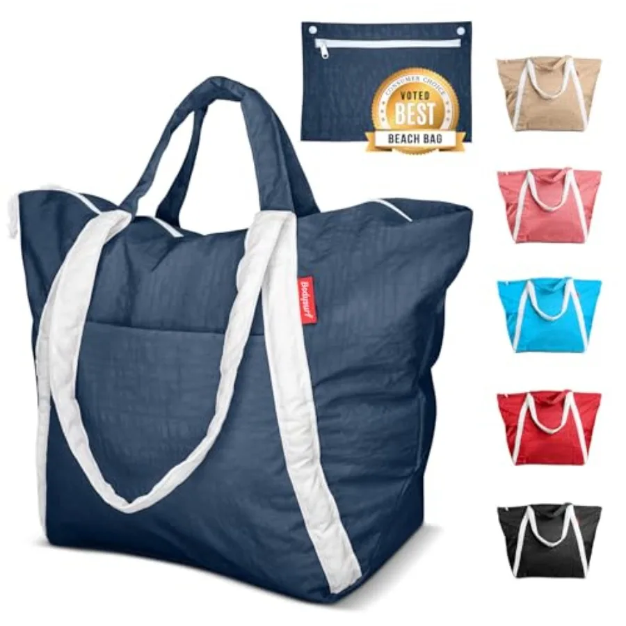 

Beach Bags Waterproof proof Packable Foldable Nylon Zipper Tote Bag for Travel Lightweight Pool Boat Cruise