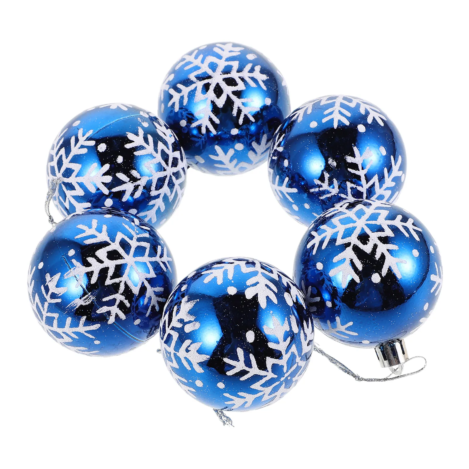 

6Pcs Christmas Ball Hanging Decor Bright 6Cm Plastic Plating Snowflake Painted Ornaments Suitable for Tree Wall Window Holiday
