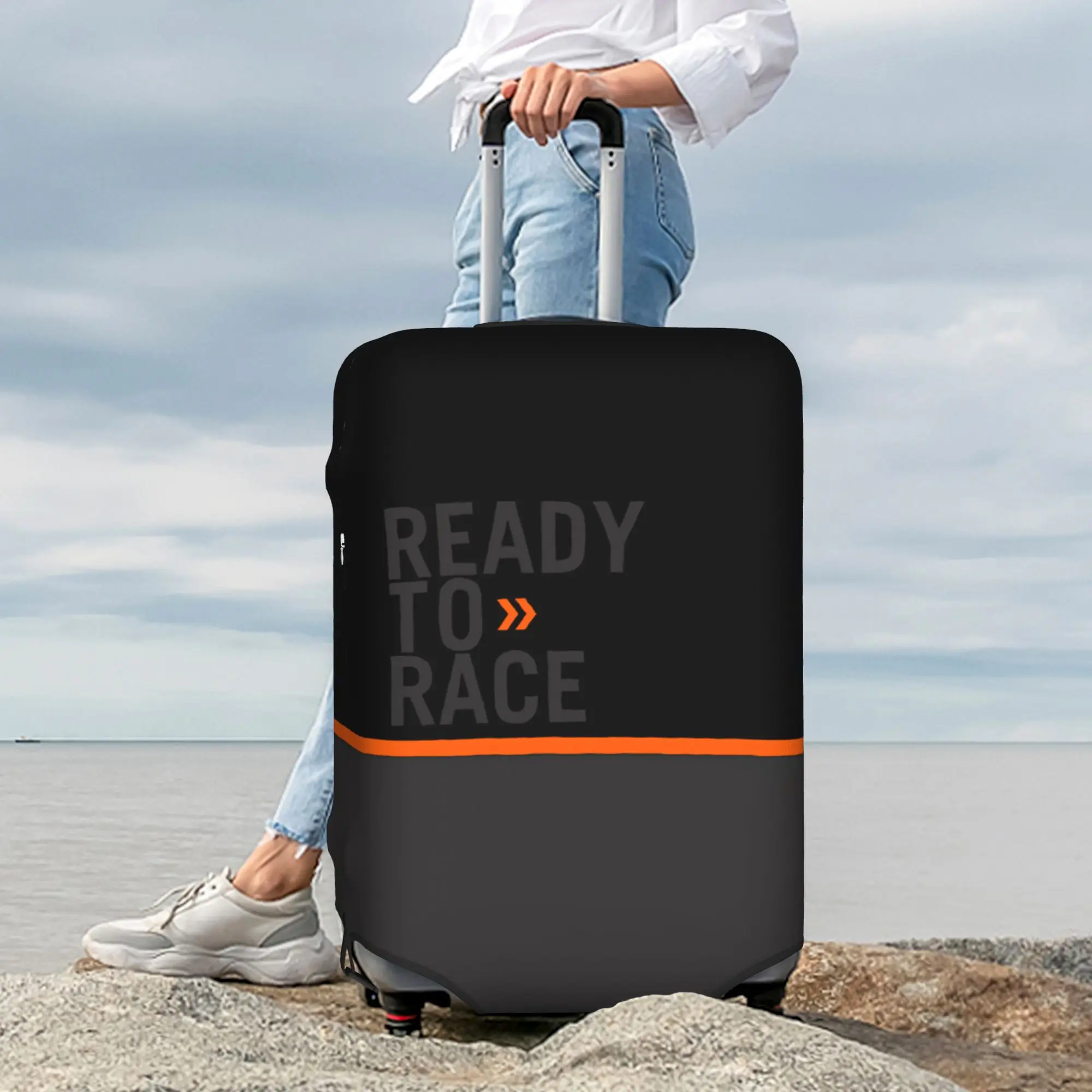Custom Ready To Race Logo Suitcase Cover Washable Racing Sport Motorcycle Rider Luggage Covers Protector for 18-32 inch