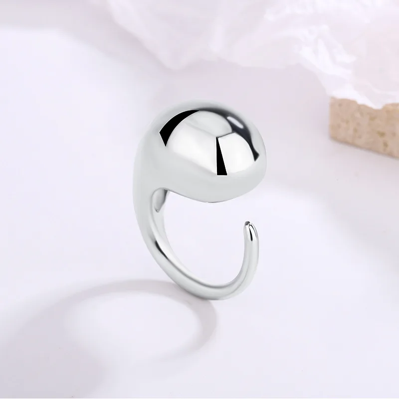 New in 925 Sterling Silver Water Droplets Smooth Surface Women's Rings Wedding Luxury Jewelry Wholesale Jewellery Moneys 925