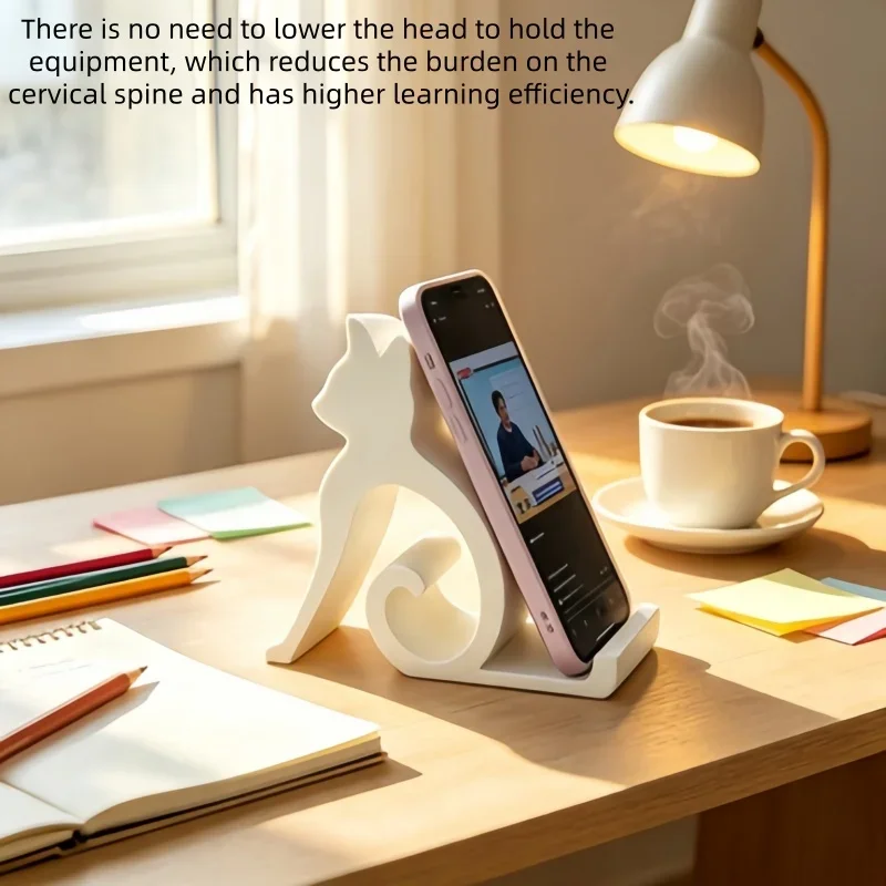 1 support de téléphone créatif en forme de chat, base de téléphone portable, décoration de bureau, support paresseux, support à pendule.