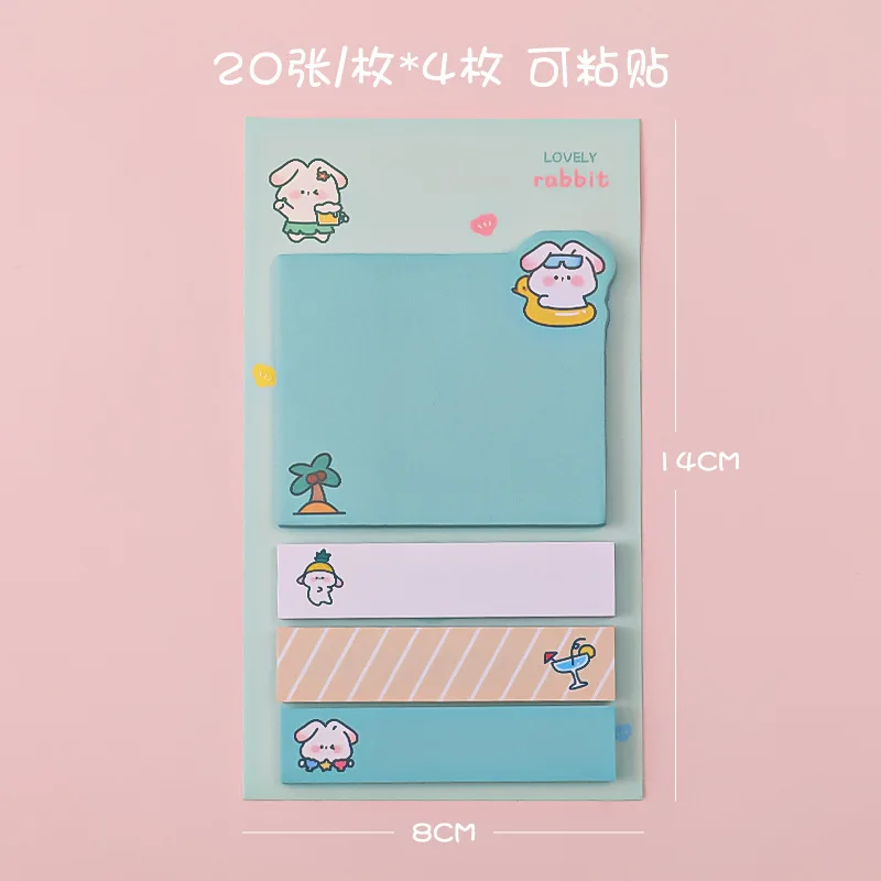 Kawaii Ins Girly Animals Index Memo Pad, N Times Sticky Notes, To Do List, License Sticker, Cute Staacquering