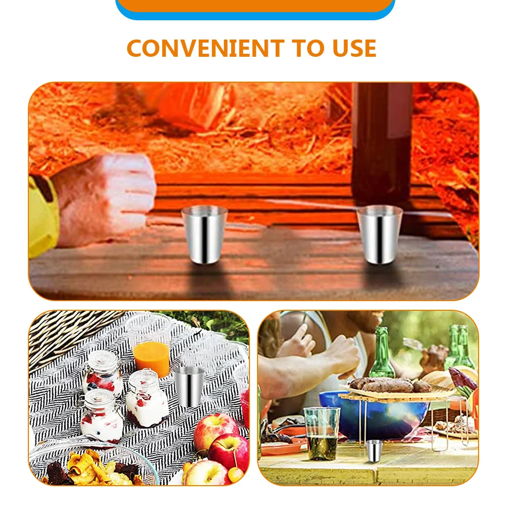 

10 Pcs Stainless Steel Drink Cup Beer Mugs Cups Stackable Camping Reusable Portable Child Drinking