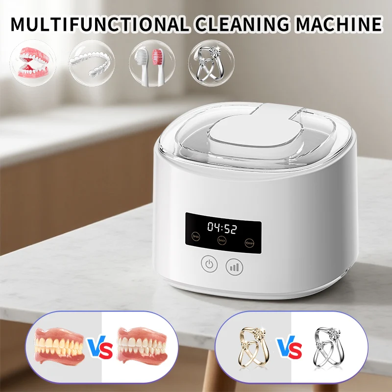 USB Electric Ultrasonic Cleaner Machine Multi-Function Denture Braces Box Cleaning for Invisible Retainer Dental Care