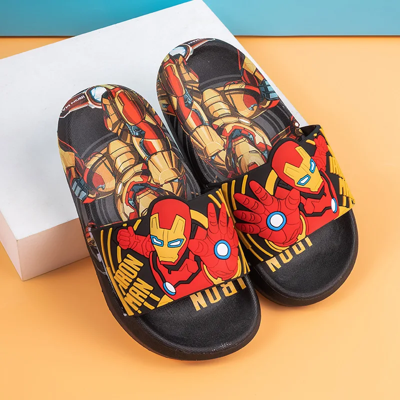 Marvel Anime Movies Children Slippers Avengers Boy Girl SpiderMan Iron Man Captain America Summer Beach Indoor Shoes Home Sandal